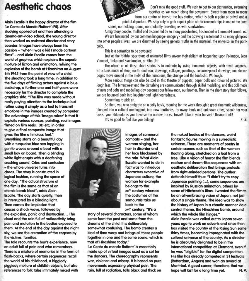 SA SUIT SON COURT — archive Pressbook Alain Escalle, page 1