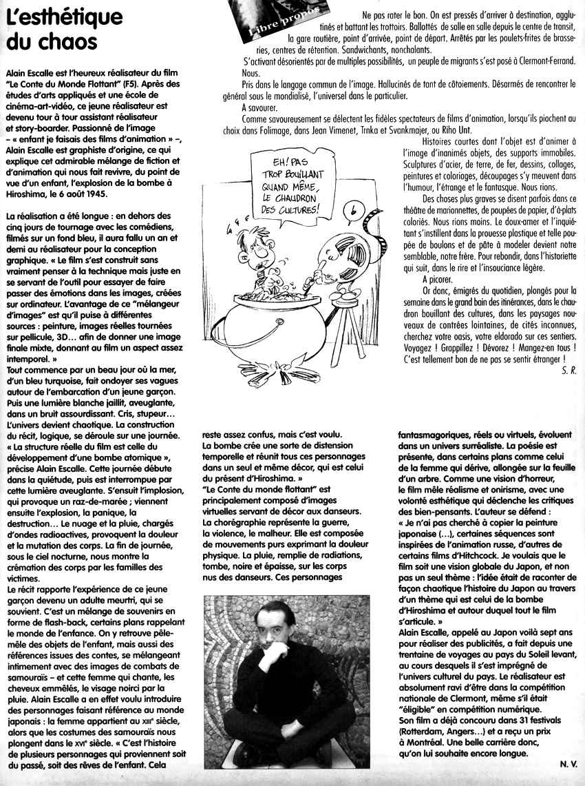 SA SUIT SON COURT — archive Pressbook Alain Escalle, page 1