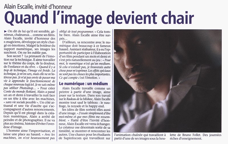 E-MAGICIENS 2002 — Catalogue — archive Pressbook Alain Escalle, page 1