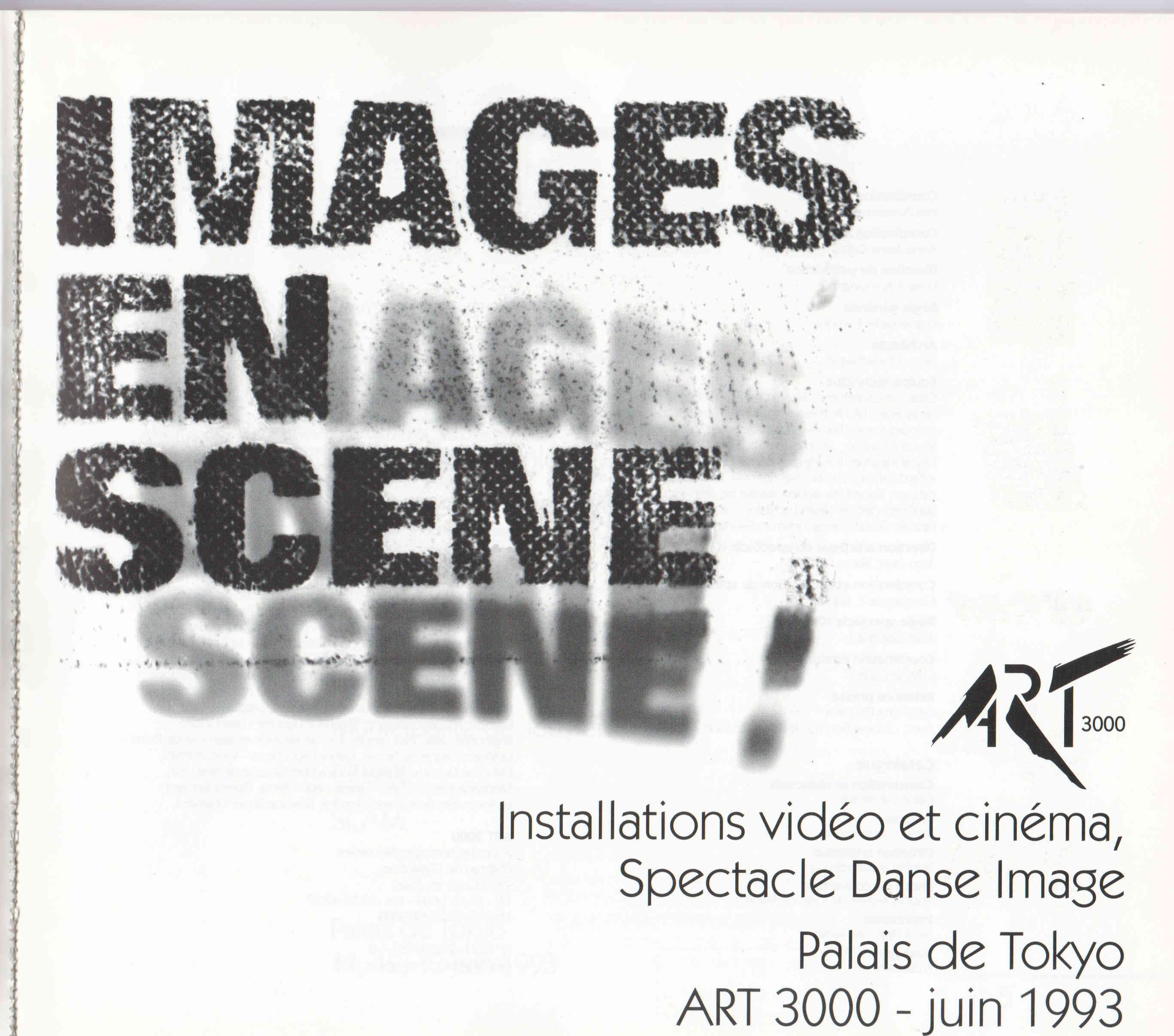 L'exposition collective « Images en scène » a été organisée en juin 1993 au Palais de Tokyo à Paris par l'association ART 3000 dirigée par Christian Oddos, avec la participation d'Anne-Marie Cornu. Sur le thème des nouvelles approches de l'image projetée, du numérique et de la vidéo, questionnant le passage de la peinture ou du réel au cinéma et aux installations multimédias. Présentation de l'installation: Le Radeau de la Méduse, dérives., page 3
